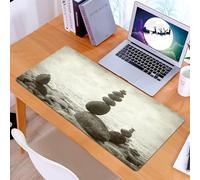 KDWJS Gaming Mouse Pad Mouse Mat - 35.5 x 16 in - XXL mousepad - Table mat large size - improved precision and speed - Ocean Set, Calm Zen Water Coastline Grunge Style
