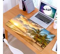 KDWJS Gaming Mouse Pad Mouse Mat - 35.5 x 16 in - XXL mousepad - Table mat large size - improved precision and speed - Beautiful Sunset Over The sea Palms on The White Beach on a Caribbean Island of