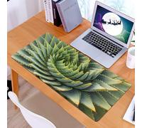 KDWJS Gaming Mouse Pad Mouse Mat - 35.5 x 16 in - XXL mousepad - Table mat large size - improved precision and speed - Close-up of agave, stunning spikes, spiral leaves, green shadows