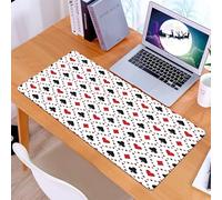 KDWJS Gaming Mouse Pad Mouse Mat - 35.5 x 16 in - XXL mousepad - Table mat large size - improved precision and speed - Poker cards, a series of red and black playing card symbol design pattern, on w