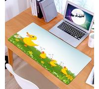 KDWJS Gaming Mouse Pad Mouse Mat - 35.5 x 16 in - XXL mousepad - Table mat large size - improved precision and speed - Cartoon, a female duck leads her duckling, singing happily on the green grass