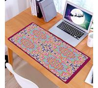 KDWJS Gaming Mouse Pad Mouse Mat - 35.5 x 16 in - XXL mousepad - Table mat large size - improved precision and speed - Purple mandala, arabesque hippy style Authentic oriental in Moroccan bright tone