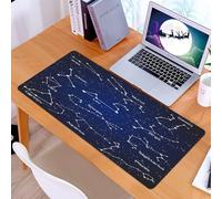 KDWJS Gaming Mouse Pad Mouse Mat - 35.5 x 16 in - XXL mousepad - Table mat large size - improved precision and speed - Starry sky, twinkling stars form the iconic shape of astrological signs on a dar