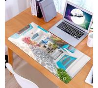 KDWJS Gaming Mouse Pad Mouse Mat - 35.5 x 16 in - XXL mousepad - Table mat large size - improved precision and speed - Beautiful building constructs exterior landscape with Santorini and Greek style