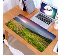 KDWJS Gaming Mouse Pad Mouse Mat - 35.5 x 16 in - XXL mousepad - Table mat large size - improved precision and speed - Fresh grass and rhododendron flowers glowing last sunlight in evening. Ukraine E