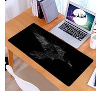 KDWJS Gaming Mouse Pad Mouse Mat - 35.5 x 16 in - XXL mousepad - Table mat large size - improved precision and speed - Grunge Bird Flying Raven Black Wildlife Page Crow Dark Detail Drawing Design Vin