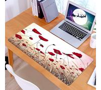 KDWJS Gaming Mouse Pad Mouse Mat - 35.5 x 16 in - XXL mousepad - Table mat large size - improved precision and speed - Red flowers impression oil painting Creative art acrylic hand-painted background