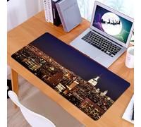 KDWJS Gaming Mouse Pad Mouse Mat - 35.5 x 16 in - XXL mousepad - Table mat large size - improved precision and speed - New York, New York at night Empire Building in the vi