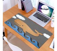 KDWJS Gaming Mouse Pad Mouse Mat - 35.5 x 16 in - XXL mousepad - Table mat large size - improved precision and speed - Whale, wood paper like a designed whale in the air with a paper-based whale pict