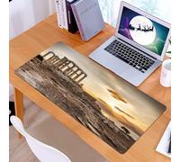 KDWJS Gaming Mouse Pad Mouse Mat - 35.5 x 16 in - XXL mousepad - Table mat large size - improved precision and speed - Famous Greek temple Poseidon Cape Sounion in Greece