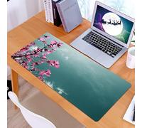 KDWJS Gaming Mouse Pad Mouse Mat - 35.5 x 16 in - XXL mousepad - Table mat large size - improved precision and speed - Image of pink leaves branches, on the blue sky, evoking a miracle