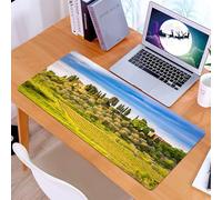 KDWJS Gaming Mouse Pad Mouse Mat - 35.5 x 16 in - XXL mousepad - Table mat large size - improved precision and speed - Tuscan Green Field Peaceful Landscape Retro Stone Toscana Farmhouse Vineyard