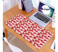 KDWJS Gaming Mouse Pad Mouse Mat - 35.5 x 16 in - XXL mousepad - Table mat large size - improved precision and speed - Red delicious big strawberries on pink background Tasty juicy sweet ripe somm