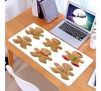 KDWJS Gaming Mouse Pad Mouse Mat - 35.5 x 16 in - XXL mousepad - Table mat large size - improved precision and speed - Gingerbread man, vivid homemade Christmas cookies s