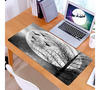 KDWJS Gaming Mouse Pad Mouse Mat - 35.5 x 16 in - XXL mousepad - Table mat large size - improved precision and speed - group of bats flying through the trees in the forest at the full moon。