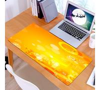 KDWJS Gaming Mouse Pad Mouse Mat - 35.5 x 16 in - XXL mousepad - Table mat large size - improved precision and speed - Orange, Abstract composition with circles, polka dots