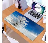 KDWJS Gaming Mouse Pad Mouse Mat - 35.5 x 16 in - XXL mousepad - Table mat large size - improved precision and speed - Beautiful view in the snow, a tree covered in cold frost occupies a quiet snowy