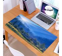 KDWJS Gaming Mouse Pad Mouse Mat - 35.5 x 16 in - XXL mousepad - Table mat large size - improved precision and speed - Farm setting, Mountain village in Ukraine, rising sun