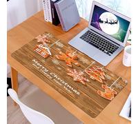 KDWJS Gaming Mouse Pad Mouse Mat - 35.5 x 16 in - XXL mousepad - Table mat large size - improved precision and speed - Gingerbread Man,Funny Watercolor Cookies on Wooden Boards Delicious Xmas Pastry