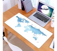 KDWJS Gaming Mouse Pad Mouse Mat - 35.5 x 16 in - XXL mousepad - Table mat large size - improved precision and speed - Map, Blue Watercolor Art World Map Artist, Heat Resistant Place Mat