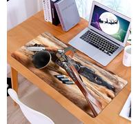 KDWJS Gaming Mouse Pad Mouse Mat - 35.5 x 16 in - XXL mousepad - Table mat large size - improved precision and speed - Hunting Decor,Hunting Materials on Fur Rifle Ammunition Cartridge Knife Sheath D