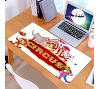 KDWJS Gaming Mouse Pad Mouse Mat - 35.5 x 16 in - XXL mousepad - Table mat large size - improved precision and speed - Circus decoration, clowns and animals in front of striped tents, invite you to a