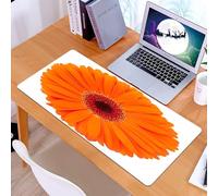 KDWJS Gaming Mouse Pad Mouse Mat - 35.5 x 16 in - XXL mousepad - Table mat large size - improved precision and speed - Orange, Gerbera flower Vivid petals Close-up image Jard