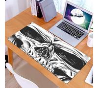 KDWJS Gaming Mouse Pad Mouse Mat - 35.5 x 16 in - XXL mousepad - Table mat large size - improved precision and speed - Halloween, Gothic Skull Face Close-Up Sketch Evil Anatomy Skeleton Artsy Illustr