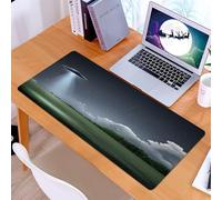 KDWJS Gaming Mouse Pad Mouse Mat - 35.5 x 16 in - XXL mousepad - Table mat large size - improved precision and speed - Mysterious UFO, a UFO emitting a view under the huge moonlight, with dense fores