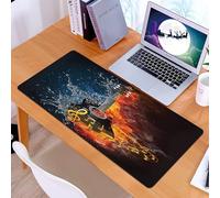 KDWJS Gaming Mouse Pad Mouse Mat - 35.5 x 16 in - XXL mousepad - Table mat large size - improved precision and speed - Guitar in Elemental Turmoil Fire and Water Collide with Musical Notes