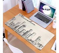 KDWJS Gaming Mouse Pad Mouse Mat - 35.5 x 16 in - XXL mousepad - Table mat large size - improved precision and speed - Houston skyline big city architecture engraving vector illustration hand drawn