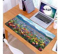 KDWJS Gaming Mouse Pad Mouse Mat - 35.5 x 16 in - XXL mousepad - Table mat large size - improved precision and speed - Oil painting Colorful spring summer rural landscape. Abstract Tulips flowers blo