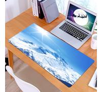 KDWJS Gaming Mouse Pad Mouse Mat - 35.5 x 16 in - XXL mousepad - Table mat large size - improved precision and speed - Apartment Decor,The Sun Illuminating a Magnificent, Snow - Covered Mountain