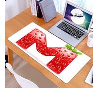 KDWJS Gaming Mouse Pad Mouse Mat - 35.5 x 16 in - XXL mousepad - Table mat large size - improved precision and speed - Letter M, vegan typescript with realistic fruit display