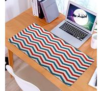 KDWJS Gaming Mouse Pad Mouse Mat - 35.5 x 16 in - XXL mousepad - Table mat large size - improved precision and speed - Art, beige red blue modern twist pattern, watercolor dark blue and red stripes b
