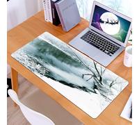 KDWJS Gaming Mouse Pad Mouse Mat - 35.5 x 16 in - XXL mousepad - Table mat large size - improved precision and speed - Nature, winter forest with frozen snow-covered leaves. Grass. Icy branches. Seas