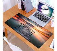 KDWJS Gaming Mouse Pad Mouse Mat - 35.5 x 16 in - XXL mousepad - Table mat large size - improved precision and speed - wooden jetty heading toward South China Sea during sunset