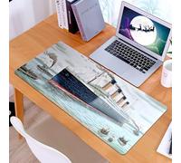 KDWJS Gaming Mouse Pad Mouse Mat - 35.5 x 16 in - XXL mousepad - Table mat large size - improved precision and speed - Maritime test of Titanic in Lake Belfast,Titanic,Sea landmark Titanic Lake Belfa