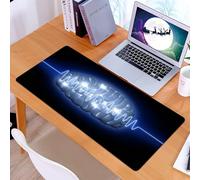 KDWJS Gaming Mouse Pad Mouse Mat - 35.5 x 16 in - XXL mousepad - Table mat large size - improved precision and speed - 3D rendering of Human brain with brain wave floating on a black background