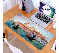 KDWJS Gaming Mouse Pad Mouse Mat - 35.5 x 16 in - XXL mousepad - Table mat large size - improved precision and speed - Venice, watercolor painting of serene Venice landscape