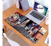 KDWJS Gaming Mouse Pad Mouse Mat - 35.5 x 16 in - XXL mousepad - Table mat large size - improved precision and speed - Vector illustration of a night view of times square in New York (all ads are ima