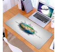 KDWJS Gaming Mouse Pad Mouse Mat - 35.5 x 16 in - XXL mousepad - Table mat large size - improved precision and speed - Earth, Planet Earth Globe Realistic Continents Geography Theme Pencil