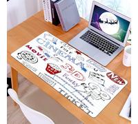 KDWJS Gaming Mouse Pad Mouse Mat - 35.5 x 16 in - XXL mousepad - Table mat large size - improved precision and speed - Movie Theater,Various Hand Drawn Icons on a Notebook Page Style Backdrop Hollywo