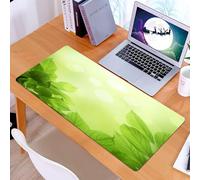 KDWJS Gaming Mouse Pad Mouse Mat - 35.5 x 16 in - XXL mousepad - Table mat large size - improved precision and speed - Green,Soft Green Bokeh Background with Beech Leaves Ecology Growth Garden Seedli