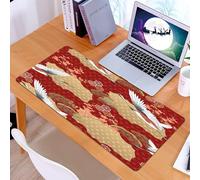 KDWJS Gaming Mouse Pad Mouse Mat - 35.5 x 16 in - XXL mousepad - Table mat large size - improved precision and speed - Japanese kimono pattern. Cherry blossom Crane birds pine tree with oriental moti