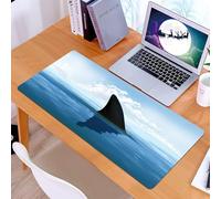 KDWJS Gaming Mouse Pad Mouse Mat - 35.5 x 16 in - XXL mousepad - Table mat large size - improved precision and speed - sharkfin appears above these A, sharkfin is int and water, sharkfin son these A