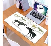 KDWJS Gaming Mouse Pad Mouse Mat - 35.5 x 16 in - XXL mousepad - Table mat large size - improved precision and speed - Antlers set, elk stag and deer silhouette forest in the backgro