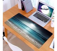 KDWJS Gaming Mouse Pad Mouse Mat - 35.5 x 16 in - XXL mousepad - Table mat large size - improved precision and speed - Stormy sky under the sea view,Beaches and oceans, a beam of light pierces the cl