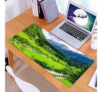 KDWJS Gaming Mouse Pad Mouse Mat - 35.5 x 16 in - XXL mousepad - Table mat large size - improved precision and speed - Beautiful scenery, emerald green fields, cozy cottages and magnificent mountains