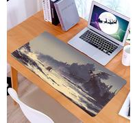 KDWJS Gaming Mouse Pad Mouse Mat - 35.5 x 16 in - XXL mousepad - Table mat large size - improved precision and speed - Medieval decor, fantastic painting of king walking in the sea Gothic tale